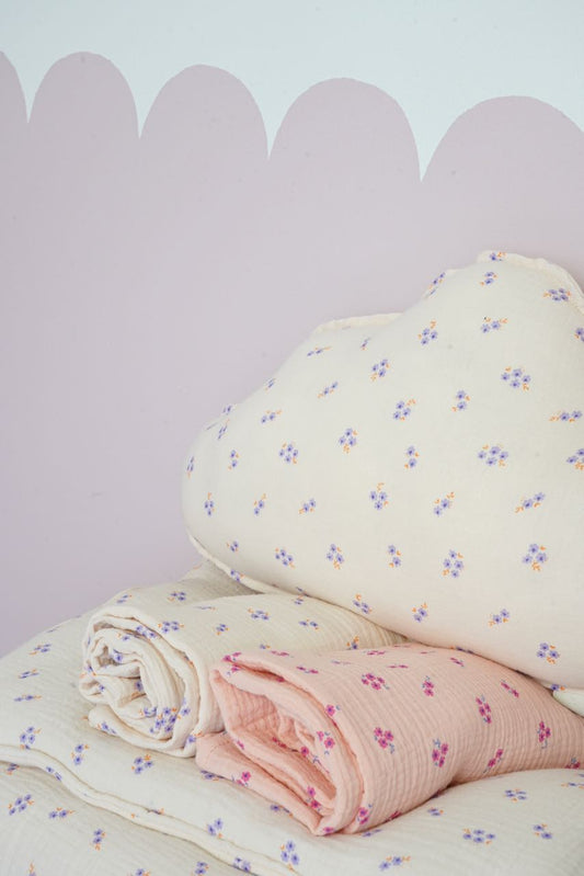 Muslin "Pink forget-me-not" Baby Swaddle Blanket