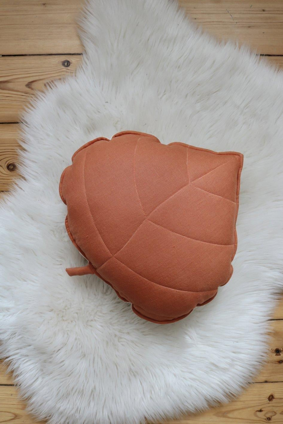 “Papaya” Linen Leaf Pillow
