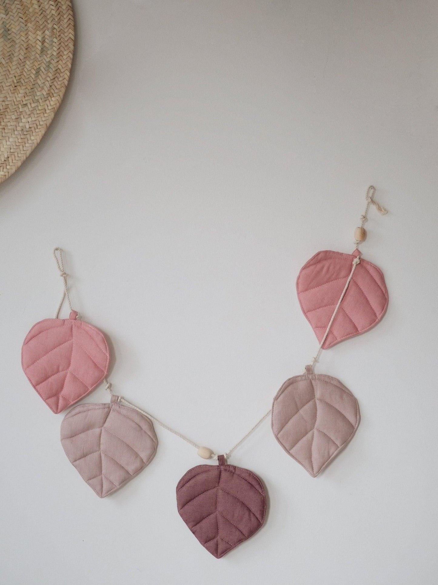 “Pink” Linen Garland with Leaves