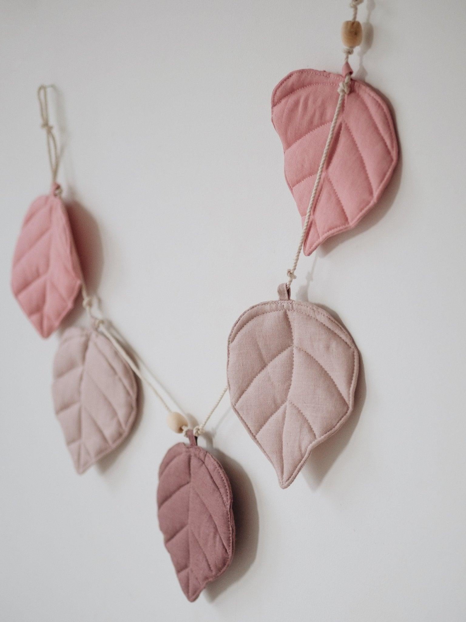 “Pink” Linen Garland with Leaves