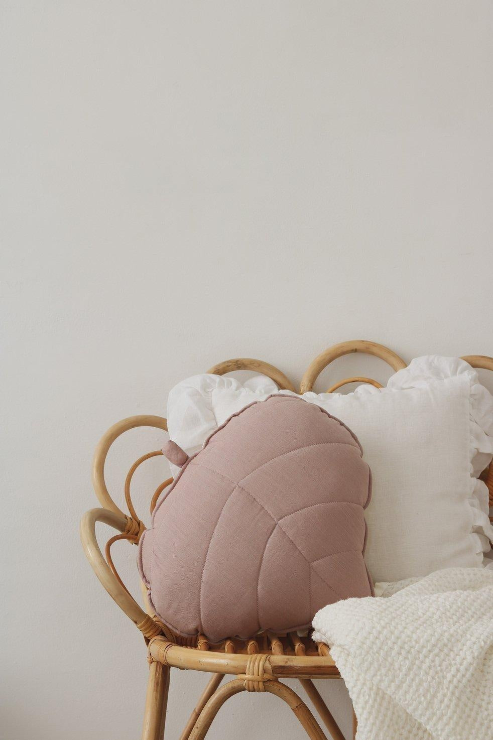 “Powder Pink” Linen Leaf Pillow
