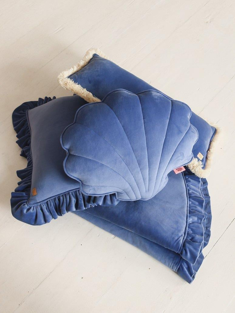 Soft Velvet Cushion with Frill “Sapphire” - Moi Mili