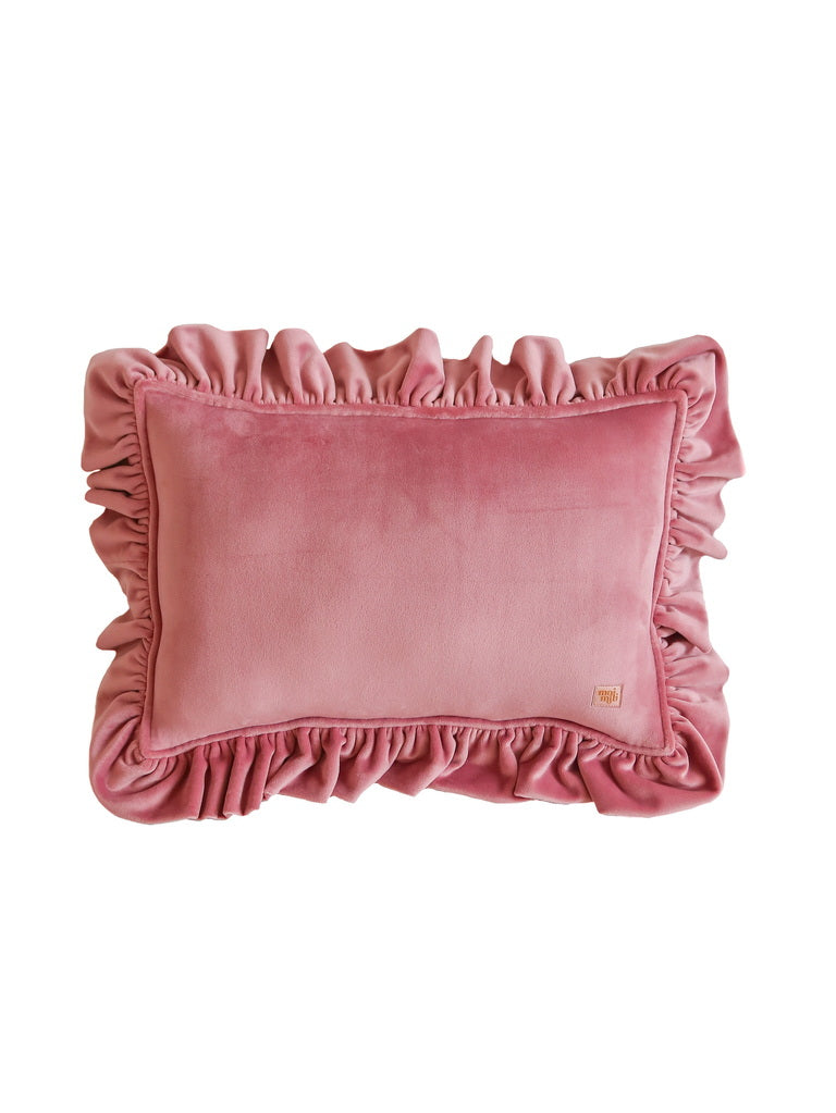 “Dirty Pink” Soft Velvet Pillow with Frill