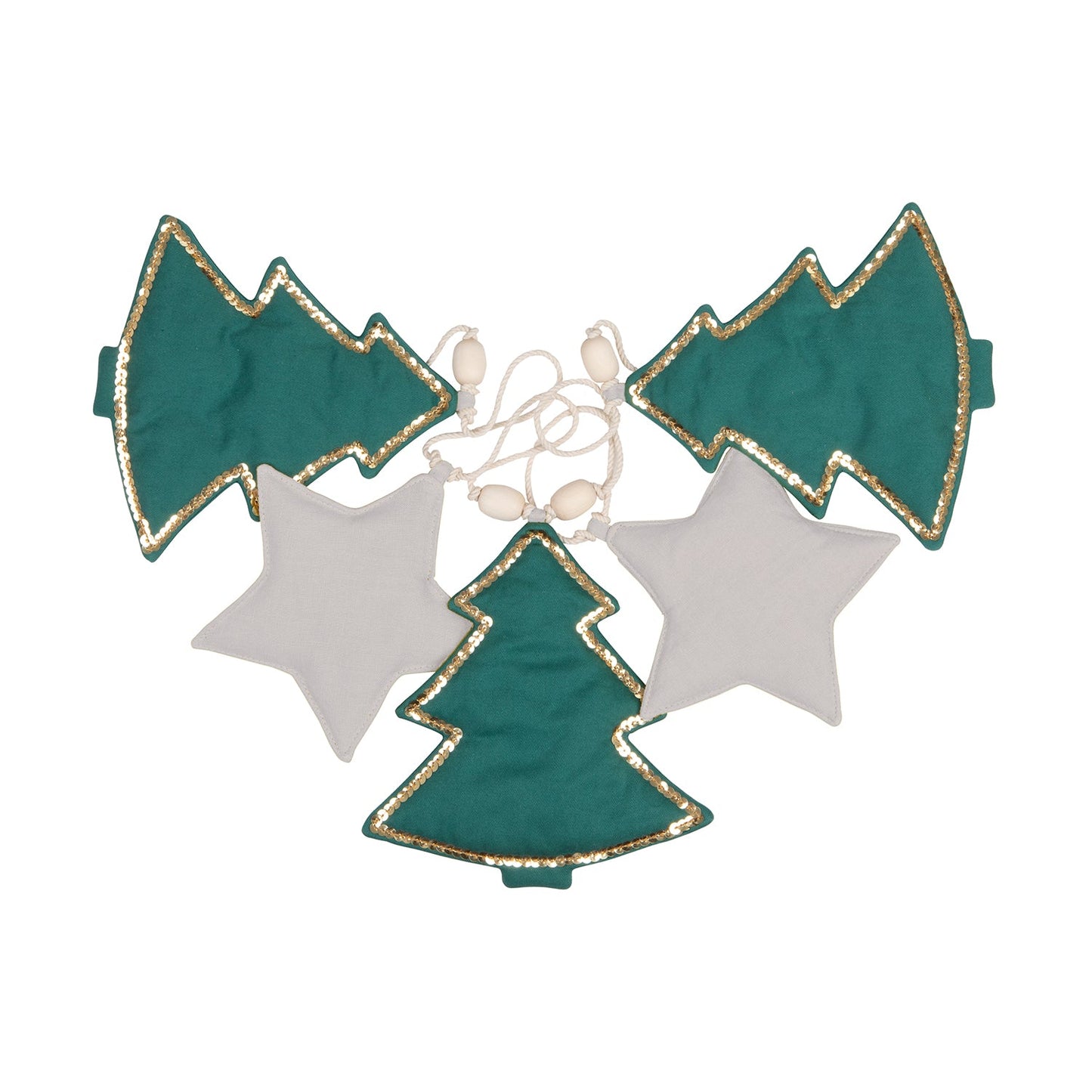 Cotton and Linen “Green Christmas Tree” Garland